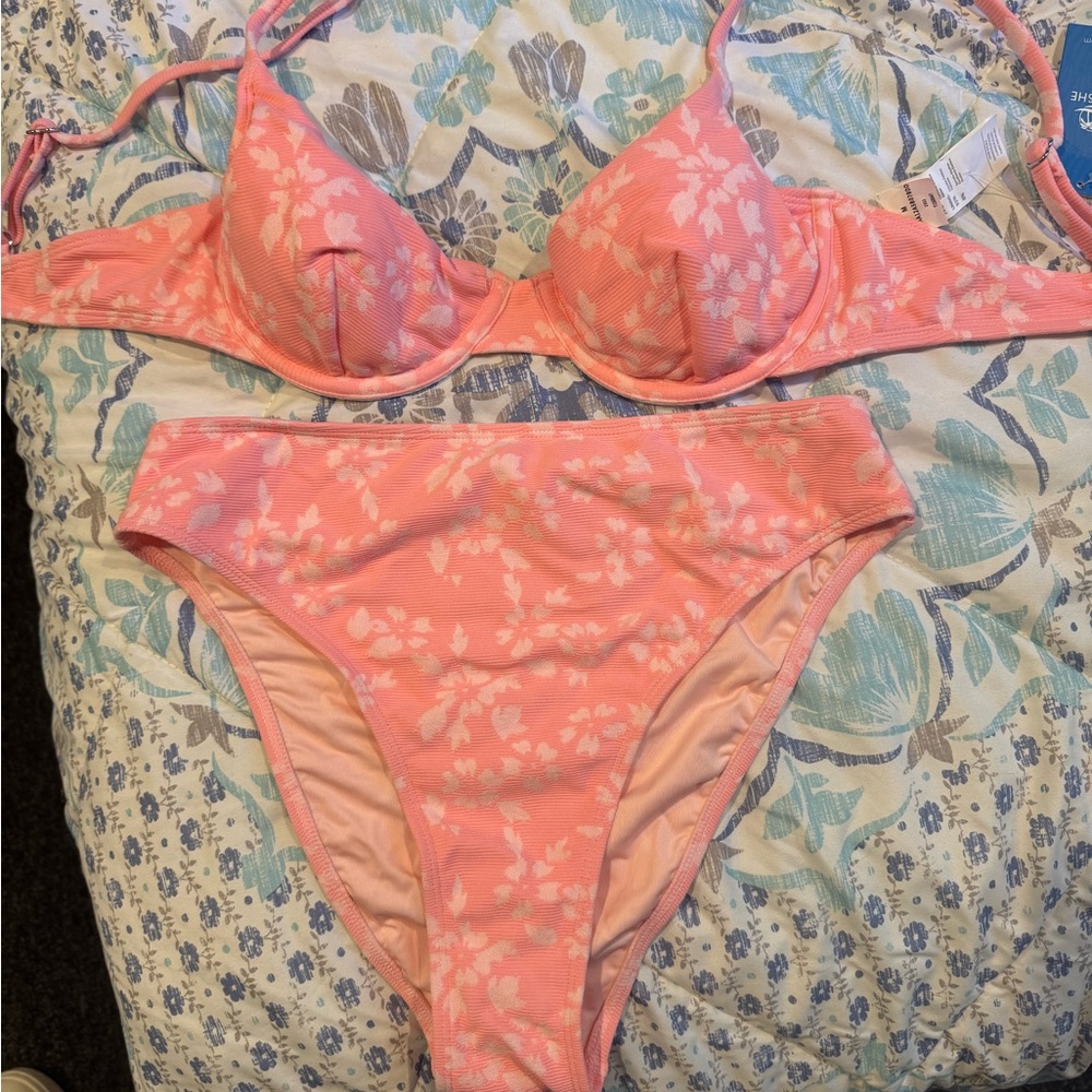 Cupshe Coral Floral Bikini Set
